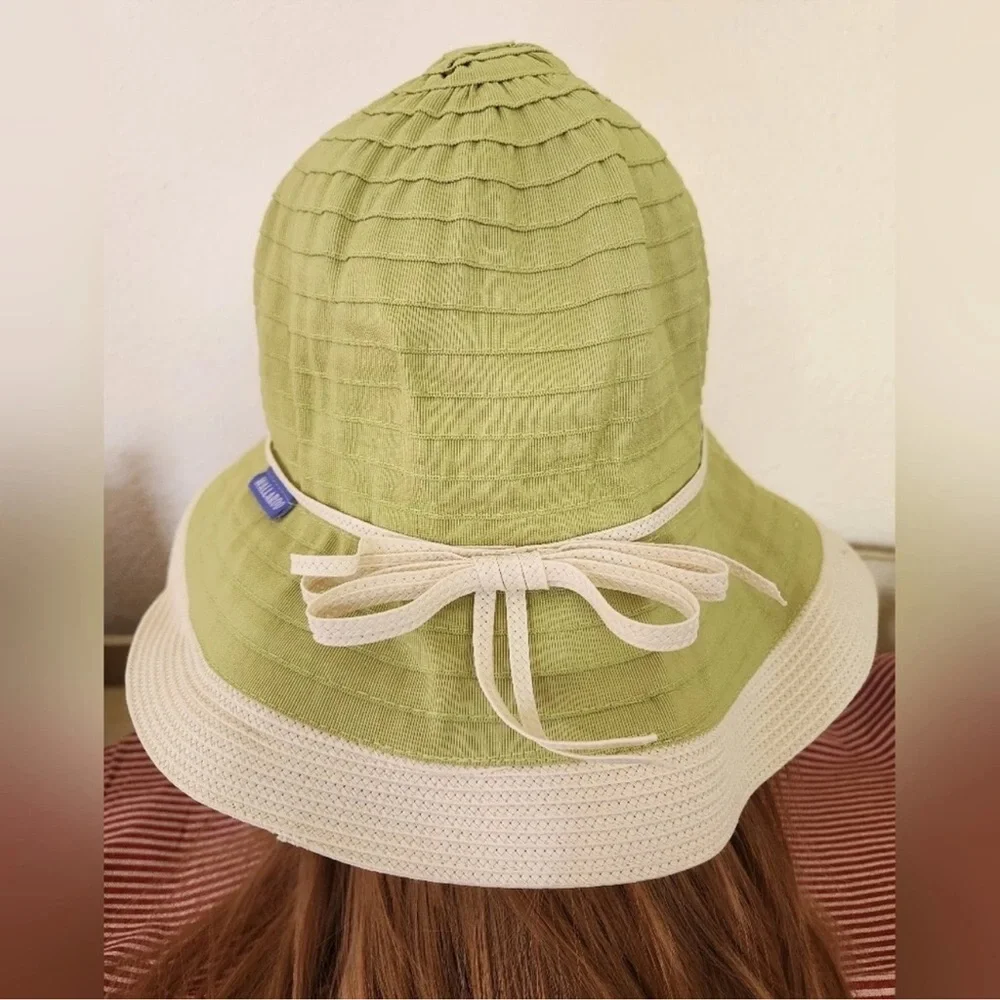 WALLAROO Vintage Tote and Bucket Hat Chelsea Set Lime & White - Picture 12 of 13